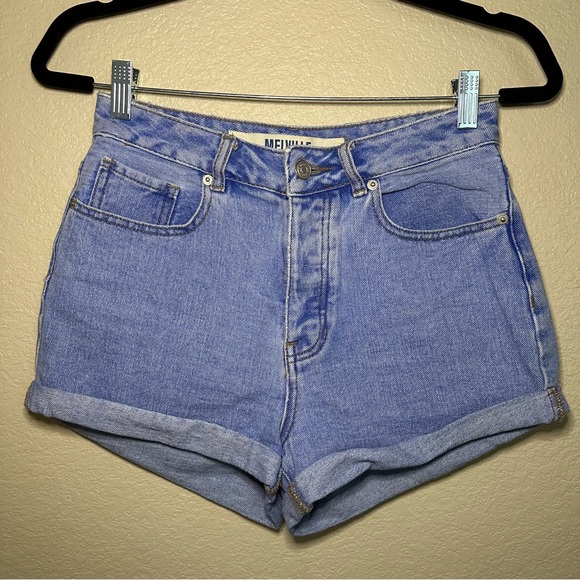 Brandy Melville High Rise Rolled Hem Denim Shorts - Picture 1 of 5